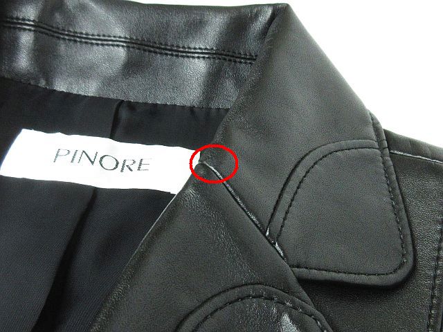 ピノーレ PINORE フェイクレザー テーラード ジャケット 革ジャン 黒 