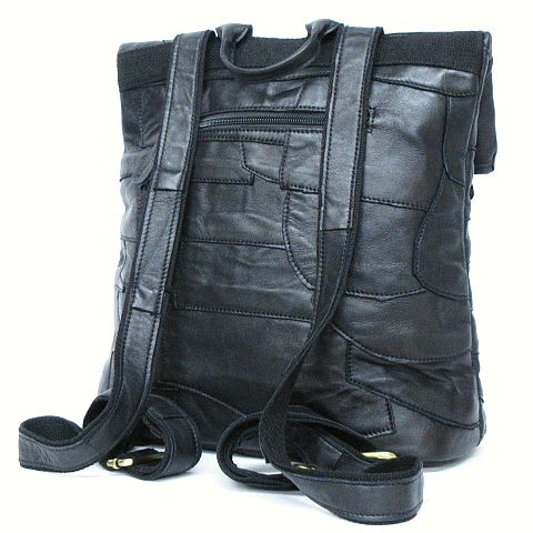 エスタシオン Estacion リュックサック レザー パッチワーク 鞄 黒 