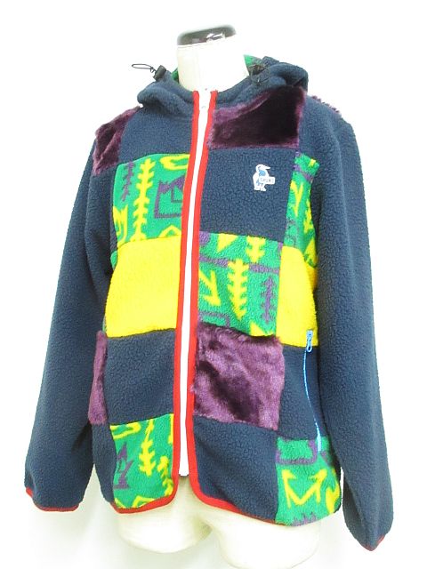 チャムス CHUMS フリース ボア ジャケット パーカー パッチワーク 