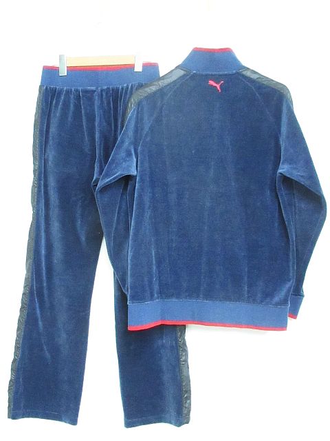 新品 PUMA プーマ ベロア セットアップ ネイビー Lサイズ プーマ PUMA ベロア セットアップ ジャージ トラックジャケット パンツ