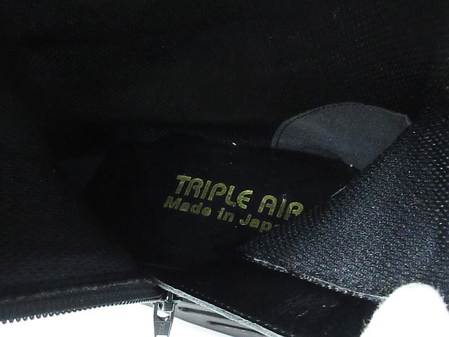 トリプルエア TRIPLE AIR ロング ブーツ クロコ 型押し レザー エアクッション 幅広 靴 黒 23.5cm 4E ※MM-15046 ※01 トリプルエア TRIPLE AIR ロング ブーツ クロコ 型押し レザー エア