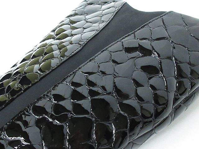 トリプルエア TRIPLE AIR ロング ブーツ クロコ 型押し レザー エアクッション 幅広 靴 黒 23.5cm 4E ※MM-15046 ※01 トリプルエア TRIPLE AIR ロング ブーツ クロコ 型押し レザー エア