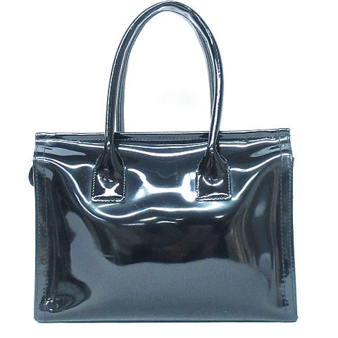 アニエスベー agnes b. ハンドバッグ エナメル 鞄 黒 ◇MM-15303 ◇07 