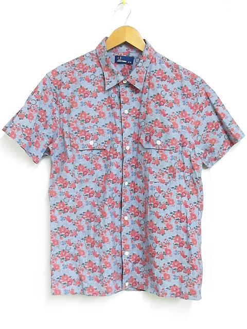 フレッドペリー FRED PERRY シャツ 半袖 シャンブレー 花柄 ロゴ 