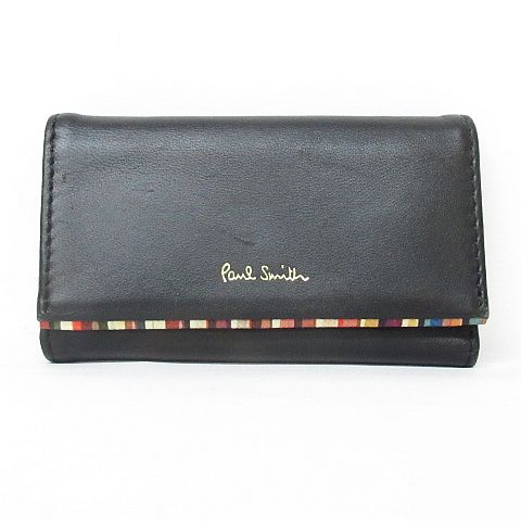 ポールスミス Paul Smith クロスオーバーストライプ トリム 4連 キーケース 黒 Mm 07 レディース 116 ベクトルパーク