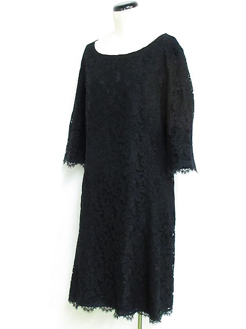 アンタイトル Untitled Ecle ワンピース ミニ 五分袖 総レース フリンジ 大きいサイズ 黒 42 Nk 173 01 レディース 116 ベクトルパーク