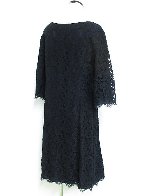 アンタイトル Untitled Ecle ワンピース ミニ 五分袖 総レース フリンジ 大きいサイズ 黒 42 Nk 173 01 レディース 116 ベクトルパーク