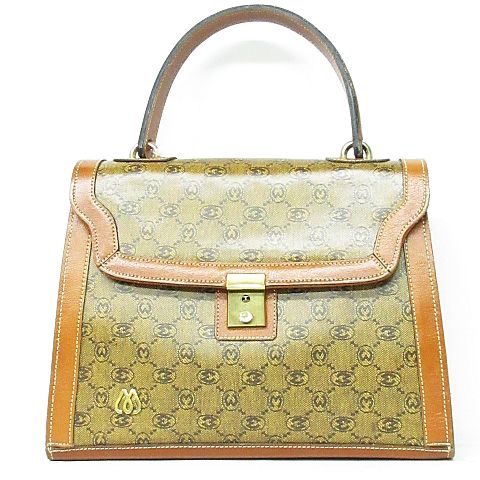 モラビト MORABITO モノグラム ハンドバッグ PVC×レザー 鞄 ブラウン  