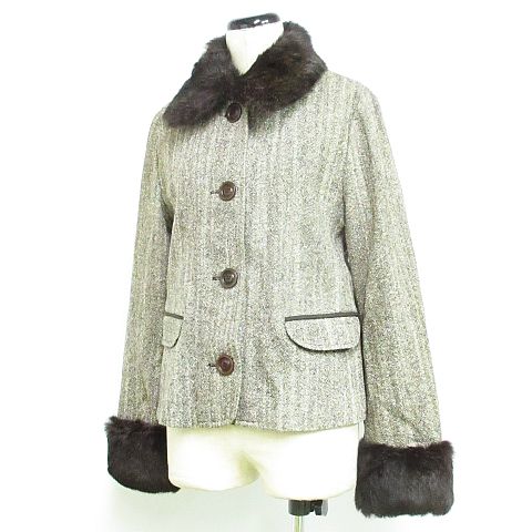 マックス&コー MAX&CO. ツイード ジャケット コート ラビット ファー襟 