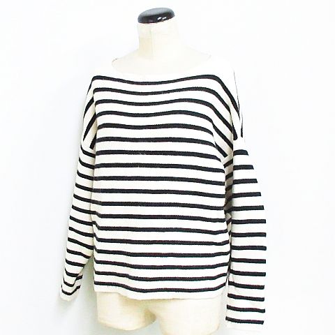 ニコアンド Niko And ニット セーター ボーダー ボートネック ドロップショルダー 白 黒 3 Km 2570 01 レディース 116 ベクトルパーク