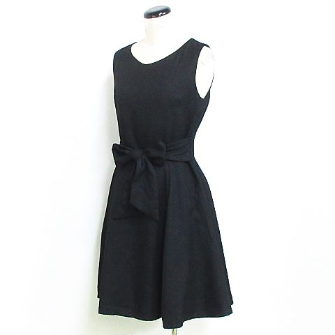 未使用品 ティティー コー Titty Co ノースリーブ ワンピース フレア リボン 無地 黒 ブラック F Km 2634 01 レディース 116 ベクトルパーク
