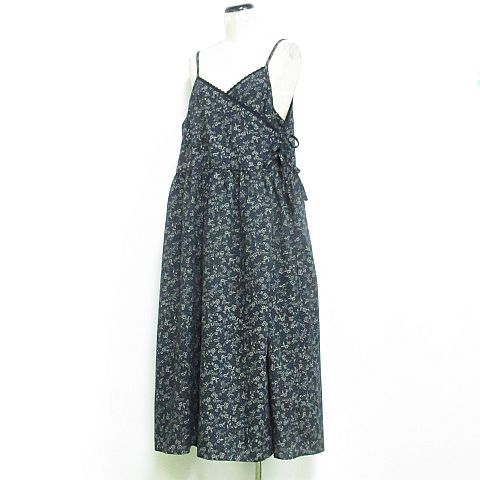 サマンサモスモス Sm2 キャミワンピ キャミソール ワンピース ロング マキシ フレア 花柄 カシュクール レース 麻 リネン混 ネイビー F Mm 01 レディース 116 ベクトルパーク