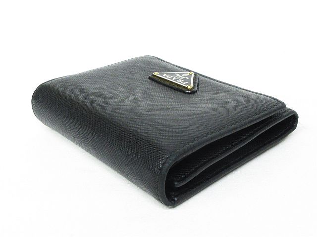 プラダ PRADA 1MH176 サフィアーノ レザー 三つ折り 財布 ブラック 黒