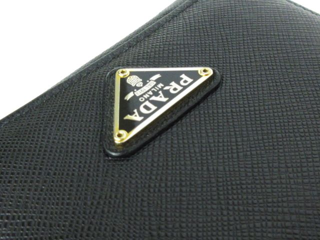 プラダ PRADA 1MH176 サフィアーノ レザー 三つ折り 財布 ブラック 黒