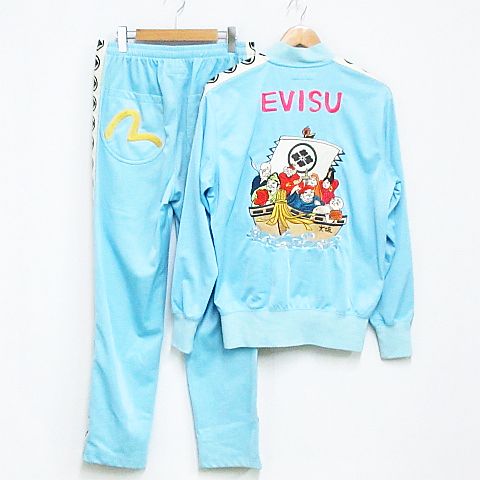 エヴィス EVISU 七福神 ジャージ セットアップ 上下セット 刺繍 裏起毛 