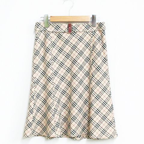 バーバリーブルーレーベル Burberry Blue Label ノバチェック スカート ウール 膝丈 ベージュ 36 Km 4499 01 レディース 116 202011030102 ベクトルパーク