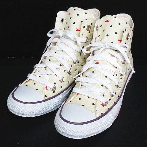 コンバース Converse アースミュージックアンドエコロジー ハイカット スニーカー ドット柄 靴 ベージュ 23 5cm Km 4600 07 レディース 116 ベクトルパーク