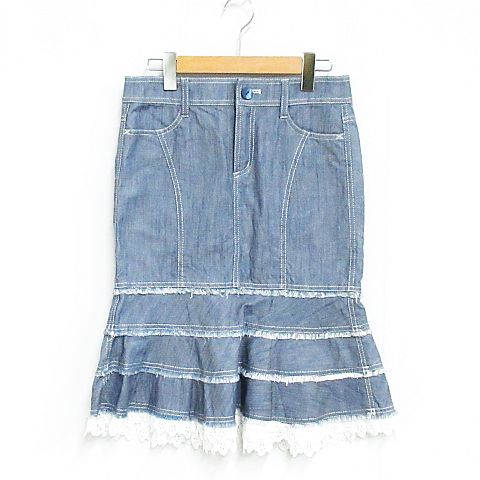 フラジール Fragile デニムスカート マーメイドスカート 膝丈 レース フリンジ 青系 36 Km 4606 01 レディース 116 ベクトルパーク