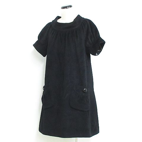 バーバリーブルーレーベル Burberry Blue Label ワンピース チュニック ウール アンゴラ混 半袖 無地 黒 38 Km 4612 01 レディース 116 ベクトルパーク