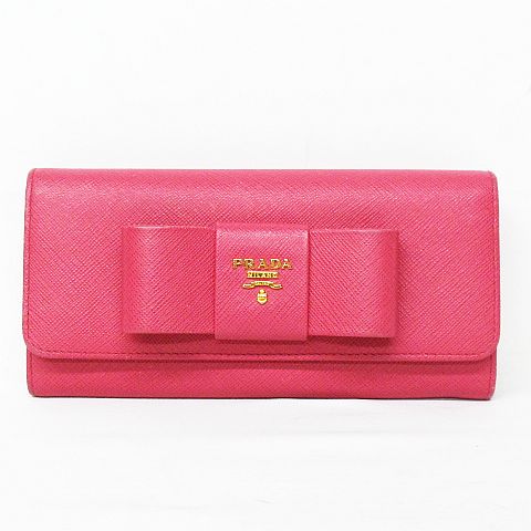 プラダ PRADA サフィアーノ レザー リボン 長財布 ロング ウォレット 