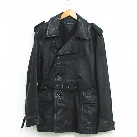 トミーヒルフィガー TOMMY HILFIGER ゴートレザー トレンチコート 