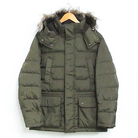 ユニクロ Uniqlo ダウン ジャケット コート ジップアップ フェイクファー カーキ L Km 4699 02 メンズ 116 ベクトルパーク