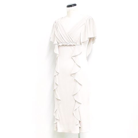 マテリア Materia ワンピース 膝丈 ノースリーブ カットソー シフォン ドレープ フリル ベージュ 36 Nk 962 01 レディース 116 ベクトルパーク