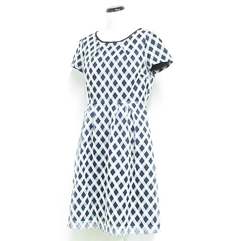 エニィスィス エニシス Anysis ワンピース ミニ 半袖 薄手 オーガンジー 刺繍 タック 紺 白 2 Nk 01 レディース 116 ベクトルパーク