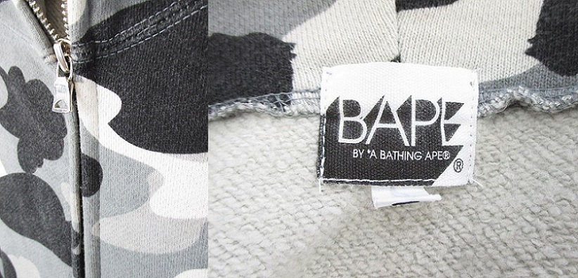 A Bathing Ape WGMワッペンシャークパーカー カモフラ グレー S A BATHING APE WGM サメ刺繍 グレー パーカー M アベイシングエイプ