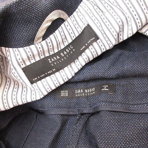 ザラ Zara スーツ セットアップ パンツ 薄手 麻 リネン ベルト 紺 S 春夏 C5 レディース 117 ベクトルパーク