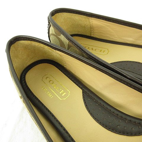 コーチ COACH フラットシューズ シグネチャー F2070 靴 ベージュ 茶 