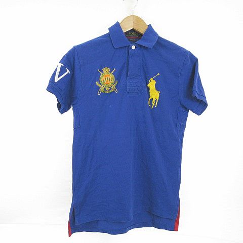 ポロ ラルフローレン POLO RALPH LAUREN ポロシャツ 半袖 刺繍 青 XS 