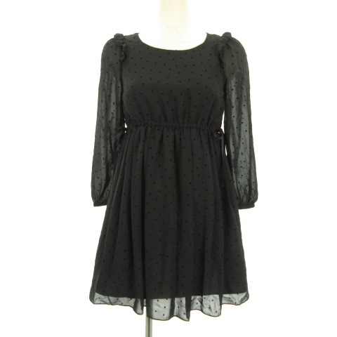ジルスチュアート Jill Stuart ワンピース ミニ フレア 七分袖 ドット シフォン 黒 0 E503 レディース 117 ベクトルパーク