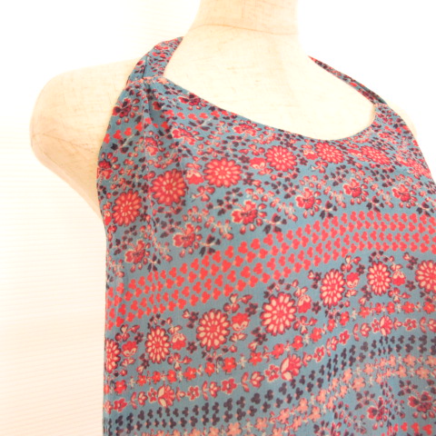 アダムエロペ Adam Et Rope 膝丈ワンピース ホルターネック シフォン 花柄 青 赤 38 E497 レディース 117 ベクトルパーク
