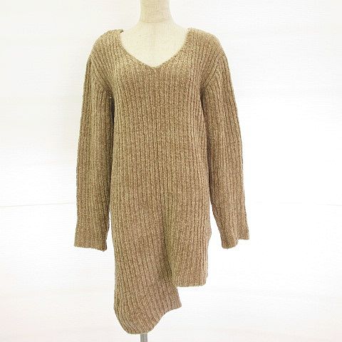 スライ Sly ワンピース ニット 厚手 長袖 ミニ アシメ 茶 F A341 レディース 117 ベクトルパーク