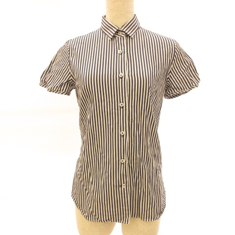 ザ スーツカンパニー The Suit Company シャツ ブラウス 半袖 ストライプ 紺 白 36 E780 レディース 117 ベクトルパーク