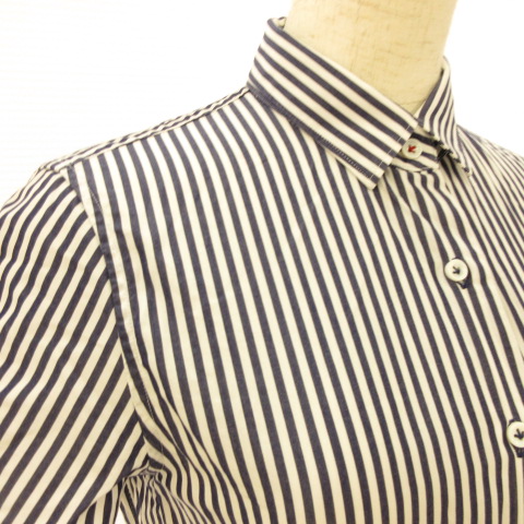 ザ スーツカンパニー The Suit Company シャツ ブラウス 半袖 ストライプ 紺 白 36 E780 レディース 117 ベクトルパーク