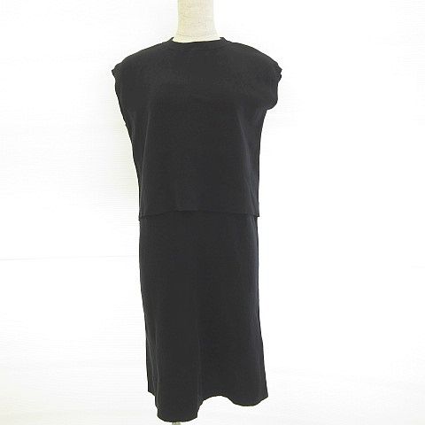 プラステ Plst ワンピース ニット ノースリーブ ひざ丈 黒 M A124 レディース 117 ベクトルパーク