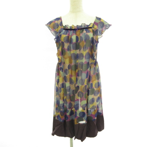 アズノウアズ ドゥバズ As Know As De Base 膝丈ワンピース ノースリーブ シフォン 総柄 紫 E150 レディース 117 ベクトルパーク