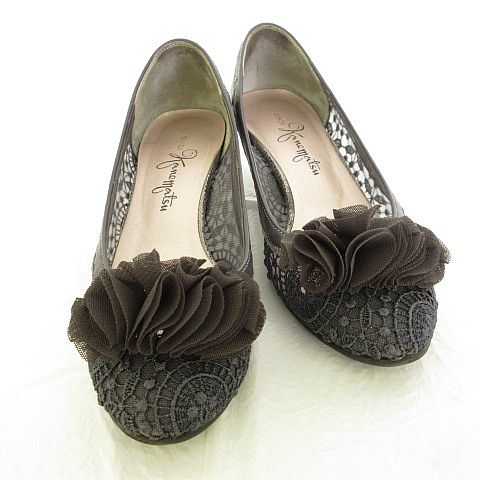 銀座かねまつ Ginza Kanematsu パンプス アーモンドトゥ 2way レース ヒール4 チャコールグレー 22 5 A338 レディース 117 ベクトルパーク
