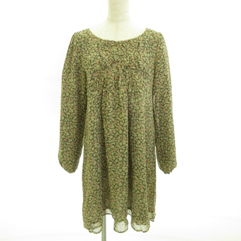 ワンアフター アナザー ナイスクラップ One After Another Nice Claup ワンピース 膝丈 長袖 花柄 ベージュ ピンク 緑 E819 レディース 117 ベクトルパーク