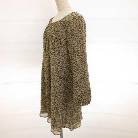 ワンアフター アナザー ナイスクラップ One After Another Nice Claup ワンピース 膝丈 長袖 花柄 ベージュ ピンク 緑 E819 レディース 117 ベクトルパーク