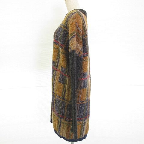 ケイビーエフ Kbf アーバンリサーチ ワンピース ニット 長袖 ひざ丈 チェック 茶 紺 One A518 レディース 117 ベクトルパーク