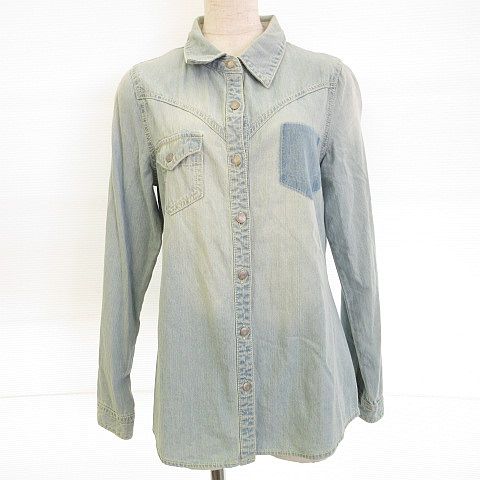 ナノユニバース Nano Universe デニムシャツ 長袖 ウエスタン 水色 M 32 レディース 117 ベクトルパーク