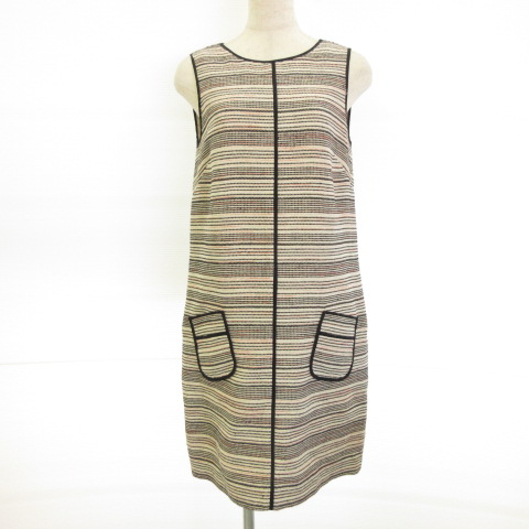 シネカノン Sinequanone ワンピース 膝丈 ノースリーブ ツイード オフホワイト 白 黒 ピンク 38 E5 レディース 117 ベクトルパーク