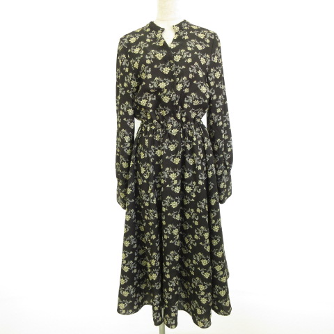 マウジー Moussy ロングワンピース 長袖 フレア 花柄 黒 F E775 レディース 117 ベクトルパーク