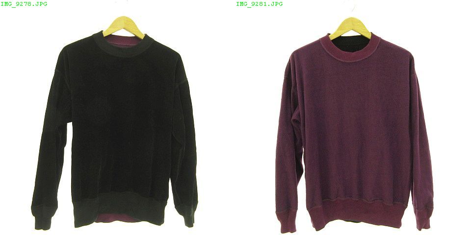 ニコアンド Niko And トレーナー スウェット リバーシブル コーデュロイ 長袖 フリース 黒 紫 M A124 メンズ 117 ベクトルパーク