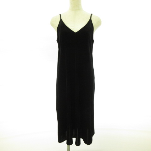 ユニクロ Uniqlo キャミワンピース 膝丈 ベロア ストレッチ 黒 S E190 レディース 117 ベクトルパーク