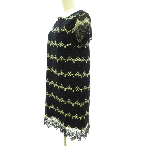 マーキュリーデュオ Mercuryduo 膝丈ワンピース 半袖 タイト レース 紺 白 M E473 レディース 117 ベクトルパーク