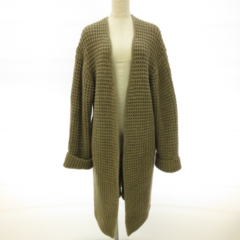 Trunc ロングカーディガン ガウン コート ニット 長袖 オーバーサイズ 茶 カーキ F E514 レディース 117 ベクトルパーク